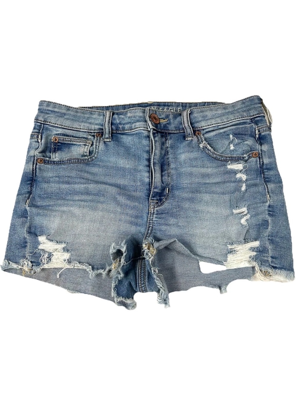 American Eagle Women’s Size 10 Hi Rise Shortie Shorts Jean Stretch Blue #4175